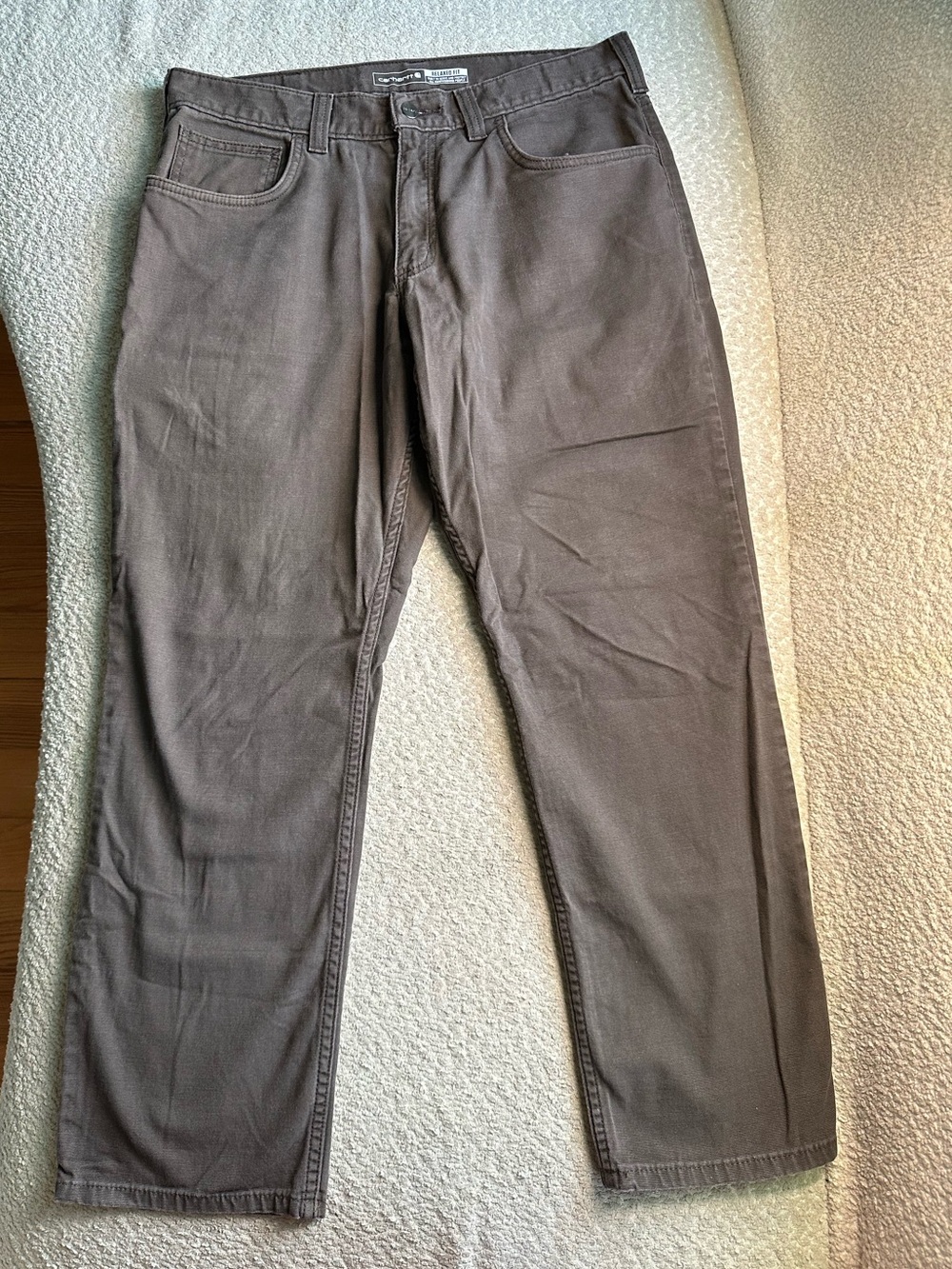 Carhartt Men's 33x28 Rugged Flex, Relaxed Fit, Canvas 5 Pocket Work Pants, Brown